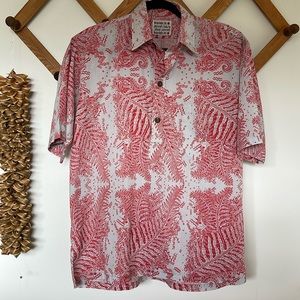 Aloha shirt by Nake’u Awai I would say Size M cotton/poly  lend fills like.